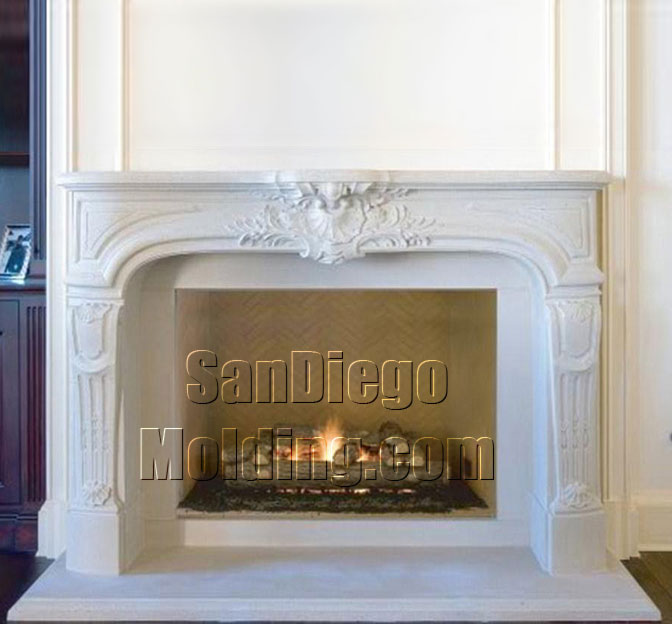 Precast stone fireplace mantle